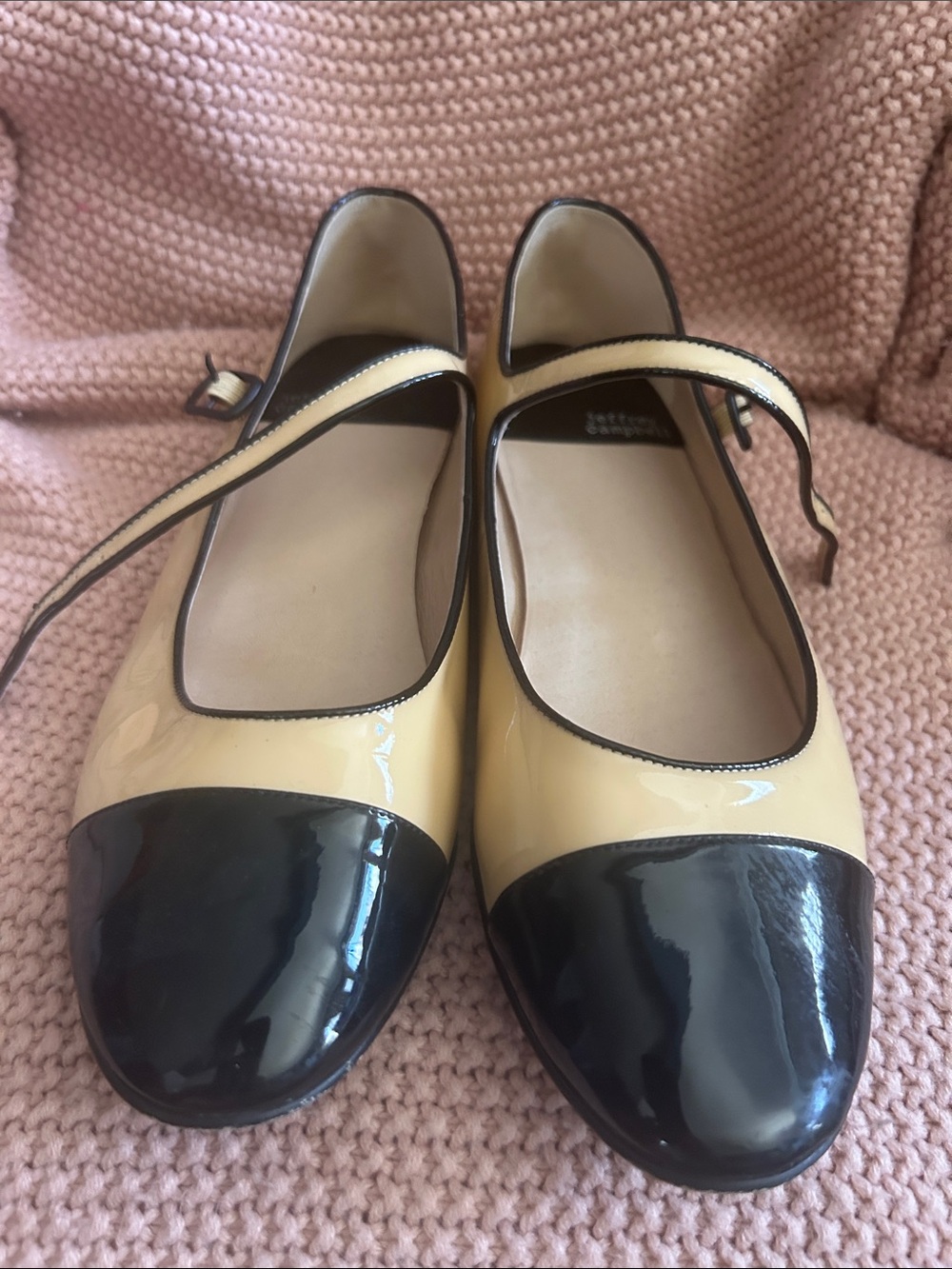 Jeffrey Campbell Two-Tone Beige and Black Mary Jane Flats